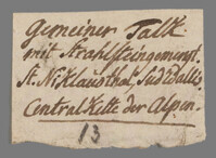 L 01250
<br/>
Label met opschrift
<br/>
<em>Escher von der Linth, Johannes Conrad (1767-1823)</em>